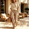 1116 Summer New European and American Striped Wide-leg Pants Set, Bamboo and Hemp Loose Casual Two-piece Set, Women's Clothing