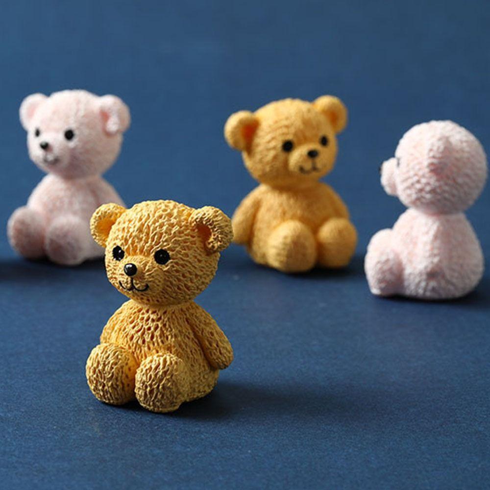 Mini Cartoon Animal Statue Funny Bear Ornament Creative Miniature Bear Figurines  Birthday Cake