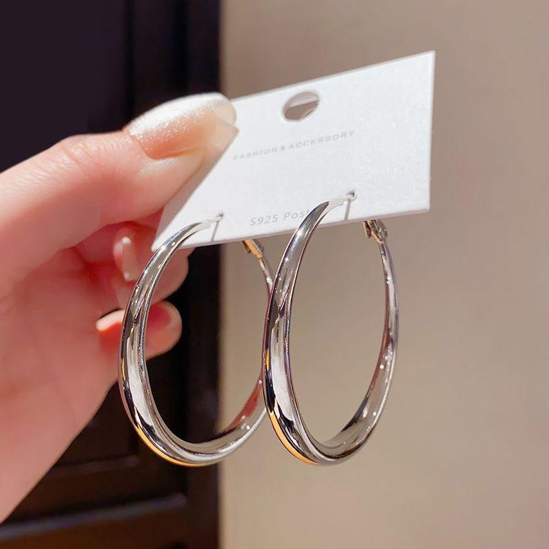 High-End Elegant Circle Hoop Earrings for Women, European and American Style, Exaggerated Minimalist Cool Style, Niche 2025 New Model