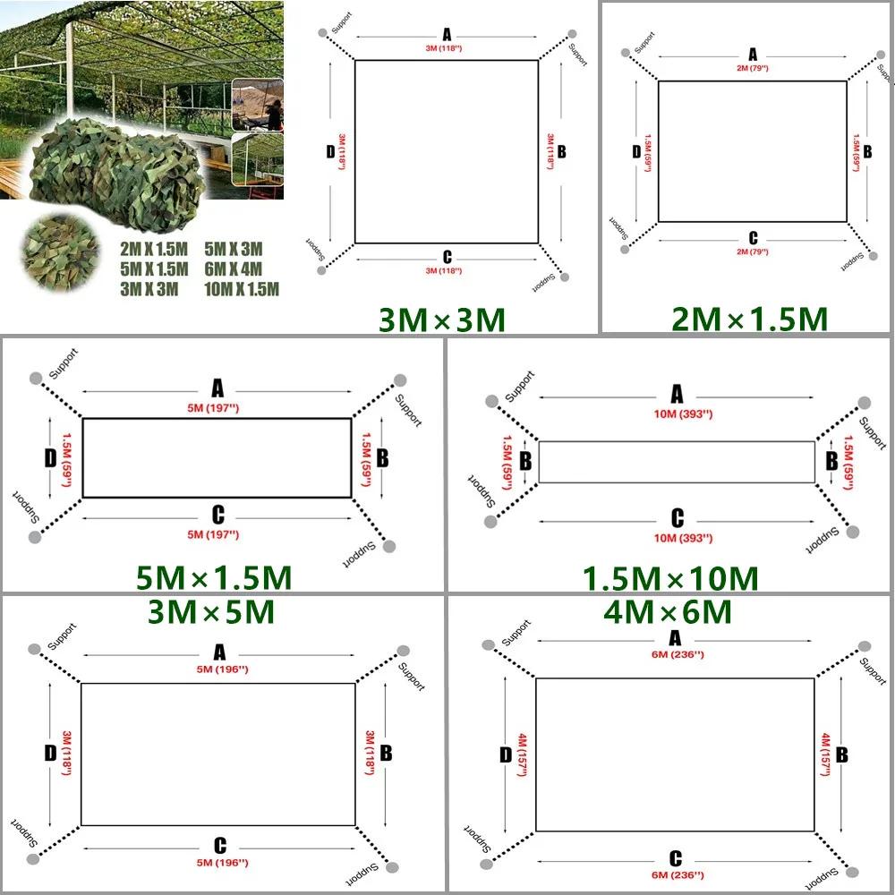 4Mx5M/4Mx6M Hunting Camouflage Nets Woodland Training Camo Netting Car Covers Shade Sunscreen Camping Sun Shelter Privacy Cloth