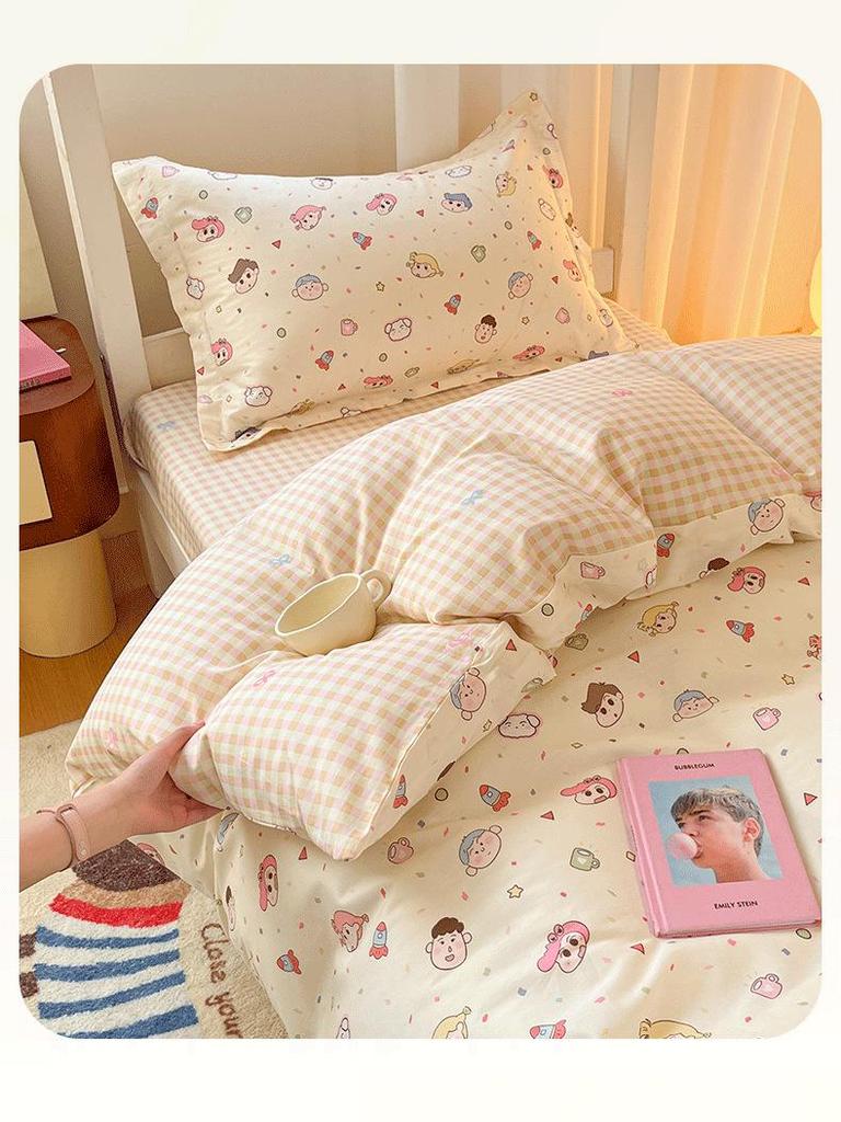 2026 New Cotton Printed Dormitory Bedding: Three- or Four-Piece Set for Single Bunk Beds