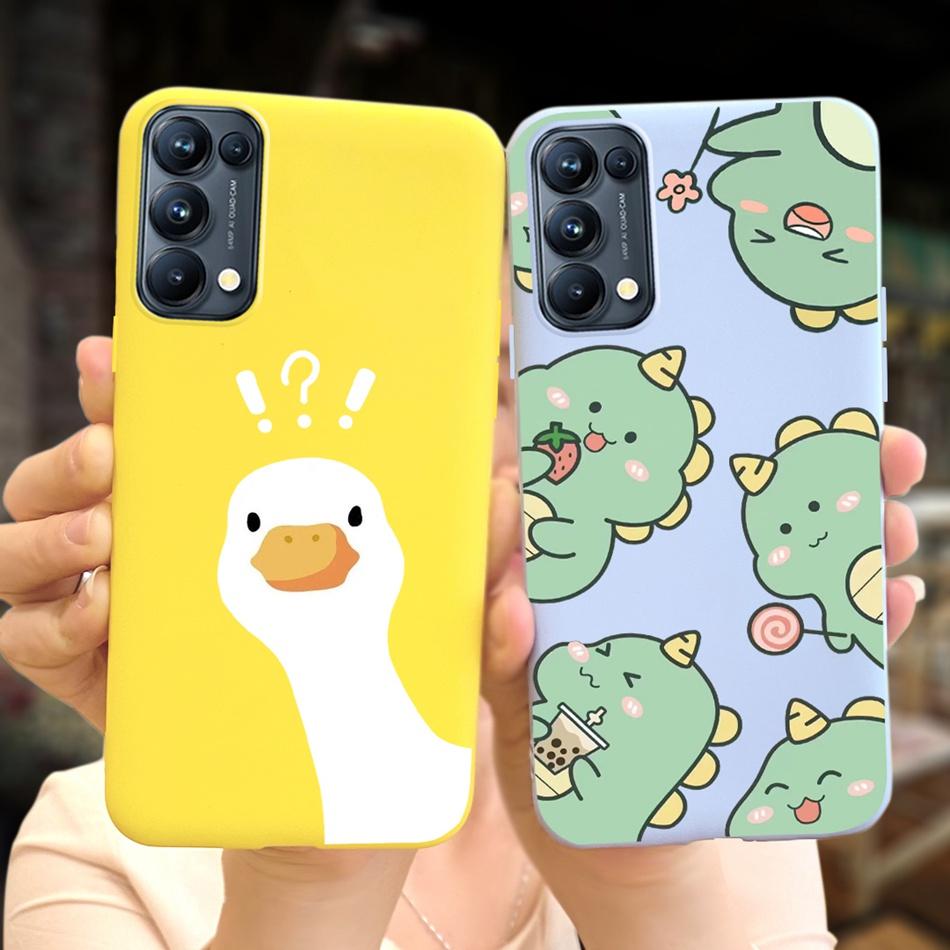 For OPPO Reno5 Pro 5G 4G Reno5 Phone Case Reno 5 5Pro CPH2201 CPH2145 Cute Cat Cartoon Candy Color Soft Silicone TPU Back Cover