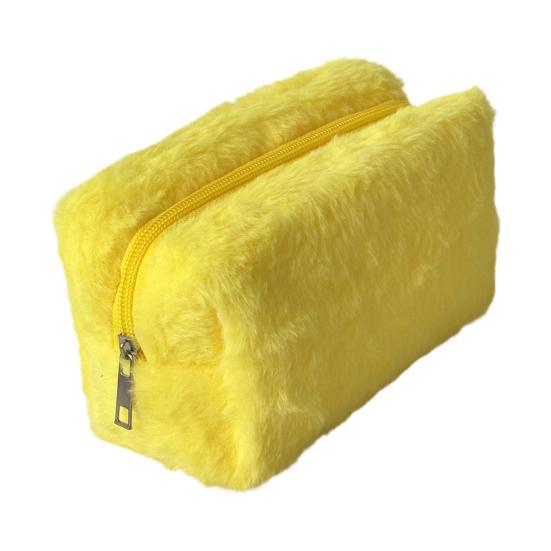 Plush Cosmetic Bag Portable Travel Makeup Bag Fuzzy Toiletry Bag for Women Skincare Products Makeup Brushes