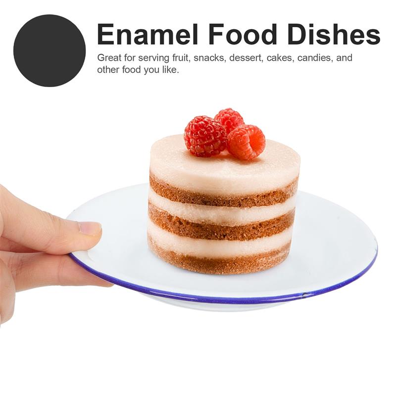 4 Pcs Enamel Plates Set Retro Style Dinner Plates Kitchen Plates Fruits Plates Enamel Food Dishes Banquet Plates