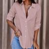 Women Plus Size Medium Long Shirts Solid Minimalist Versatile Blouse