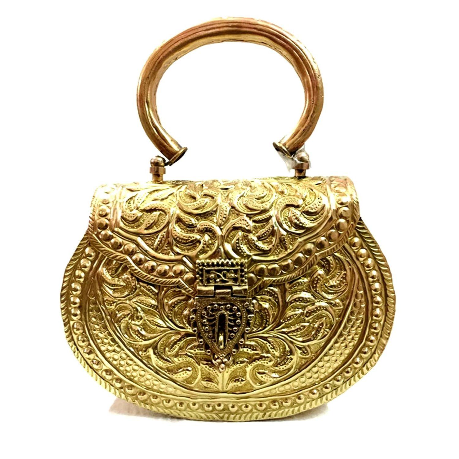 

Золотая ручка клатчи Винтажная ручная работа латунная сумочка для женщин вечеринка Невеста свадьба клатч