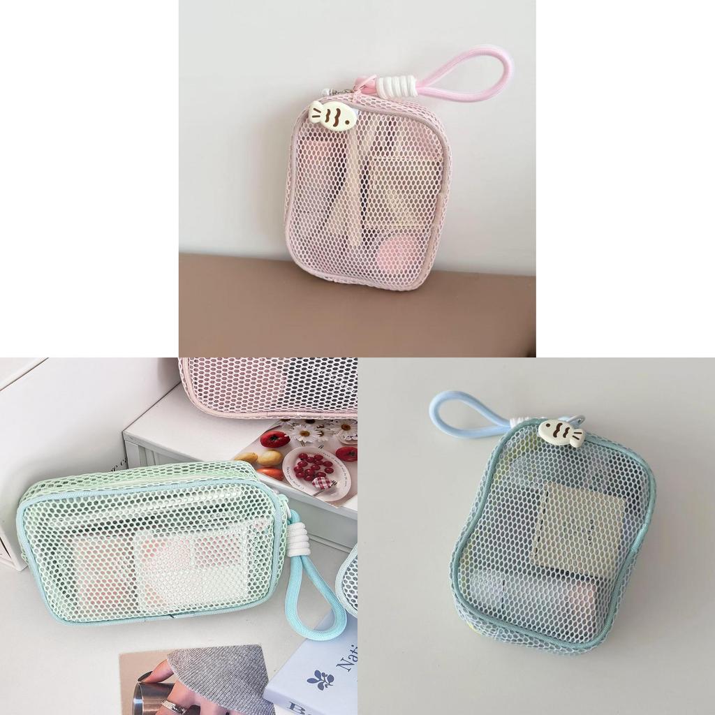 Nylon Tofu Block Mesh Makeup Bag With Large Capacity For Travel And Daily Use