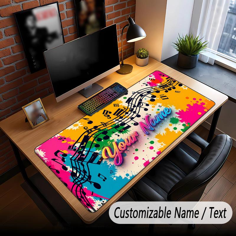 Music General Theme Custom Mouse Pad Personalized With Name Text Customized Desk Mat For Office Home Decor