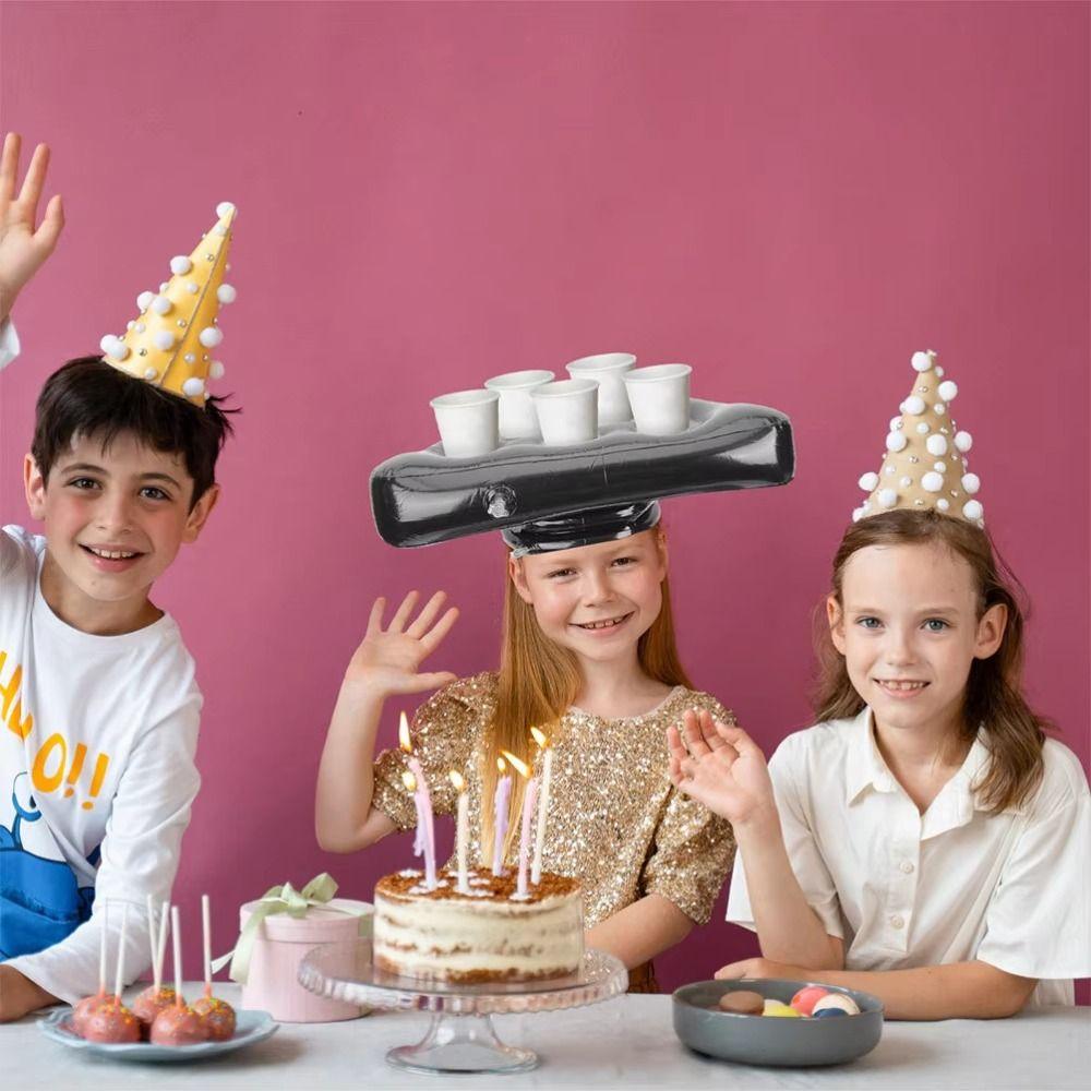 Triangle Cap Toss Game Hat Beverage Cup Mats Party Toss Game Inflatable Pong Hat Garden Party