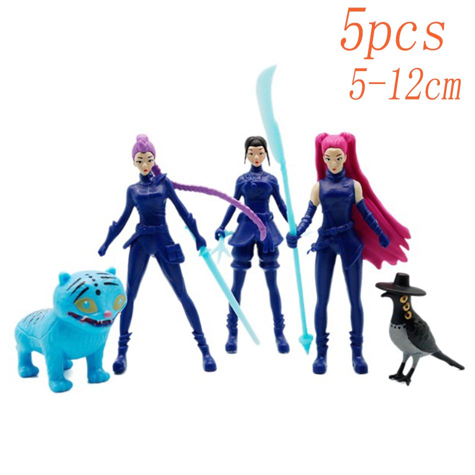 

5pcs/Set Kpop Demon Hunters Action Figure Toy Derpys Tiger Rumi Mira Zoey Sussy Figurine Doll For Fans Gift