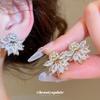 The Icing On the Cake~ Shining Zircon Flower Ear Clips for Women Without Earholes Korean Exquisite Earrings Light Luxury High-end Earrings