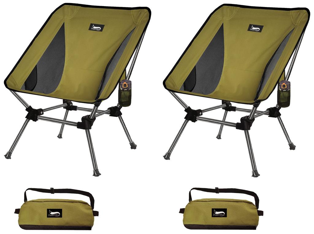 DesertFox Camping Set of Outdoor Height Low Developed Cup Load Capacity Storage Bag Easy to ST Chairs, 2, Chairs, 2-Way, Adjustable, Chair,