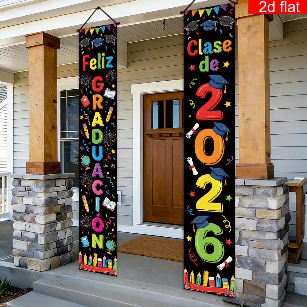 1Set Spanish Banner for Class of 2026 Graduation Front Door Porch Sign Perfect for Graduation Ceremony and Hanging Decor