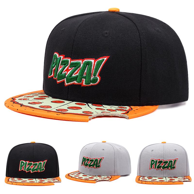 Yiran Bag Men's Pizza Embroidery Printed Flat Brimmed Hat Novel Hip Hop Hat Wo's Outdoor Sports Sunscreen Baseball Hat Casual Hat