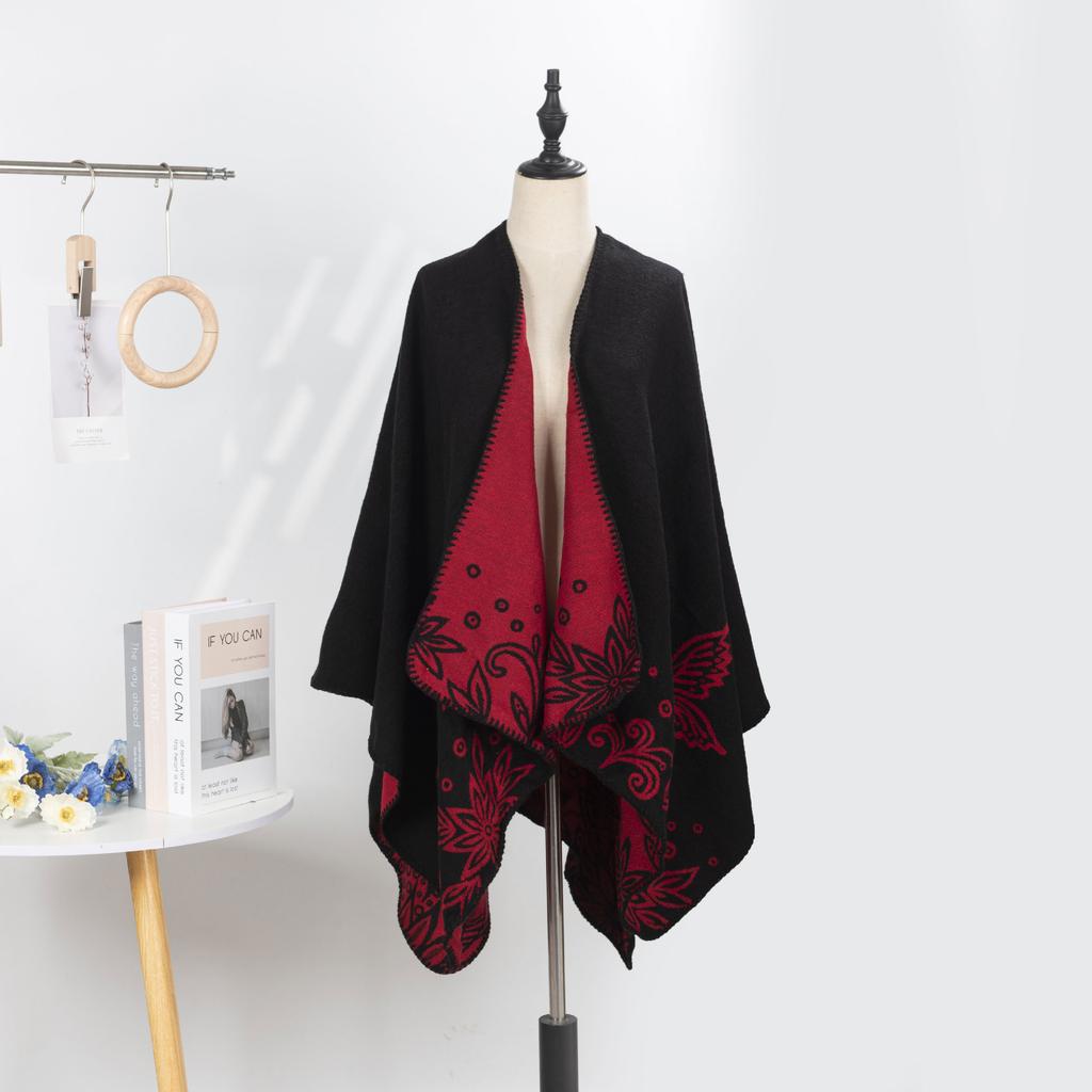 Double-Sided Cloak, Ethnic Style Pattern Shawl, High-End Wear, Women Wear Warm Shawl Jacket On Both Sides