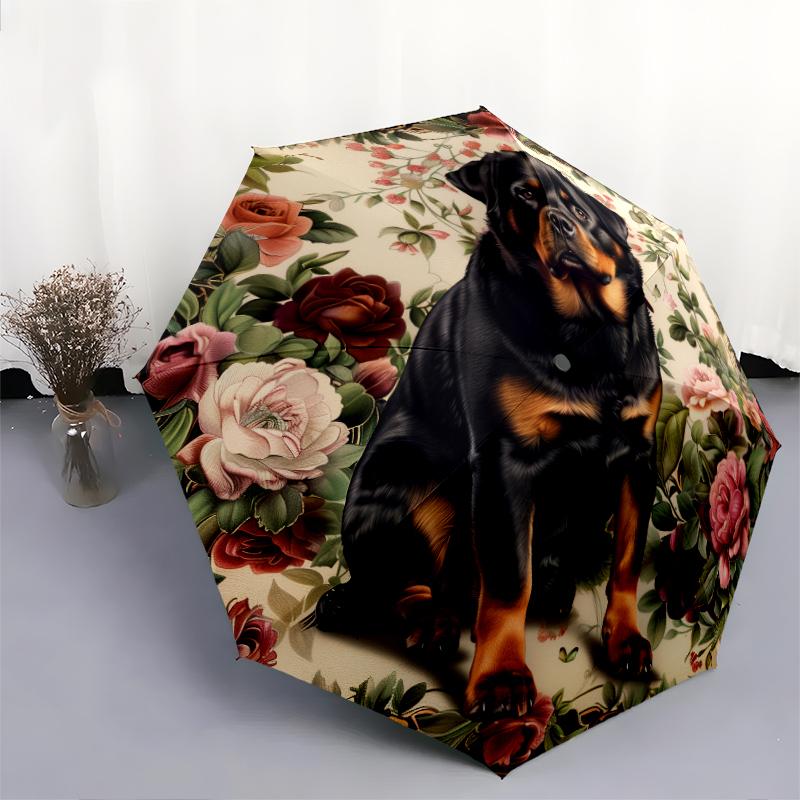 Dog pattern, automatic folding umbrella, portable and foldable design, 8 ribs, a Christmas or birthday gift.