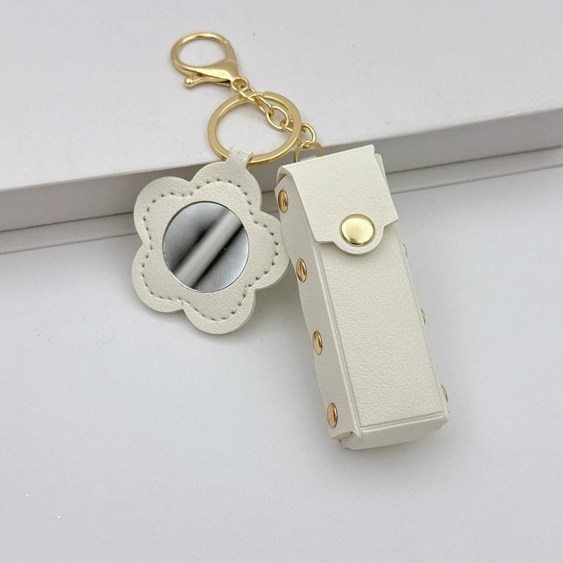 Portable Lipstick Mouth Red Envelope Gift Coin Purse Keychain Women Girls'Lipstick Storage Bag Fashion Storage Box with Mirror