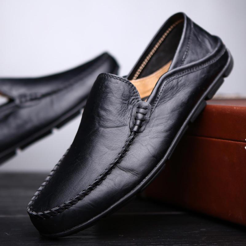 

Мужские лоферы, модные удобные туфли на плоской подошве, кожаные мокасины без шнуровки, весенне-летняя повседневная обувь 41