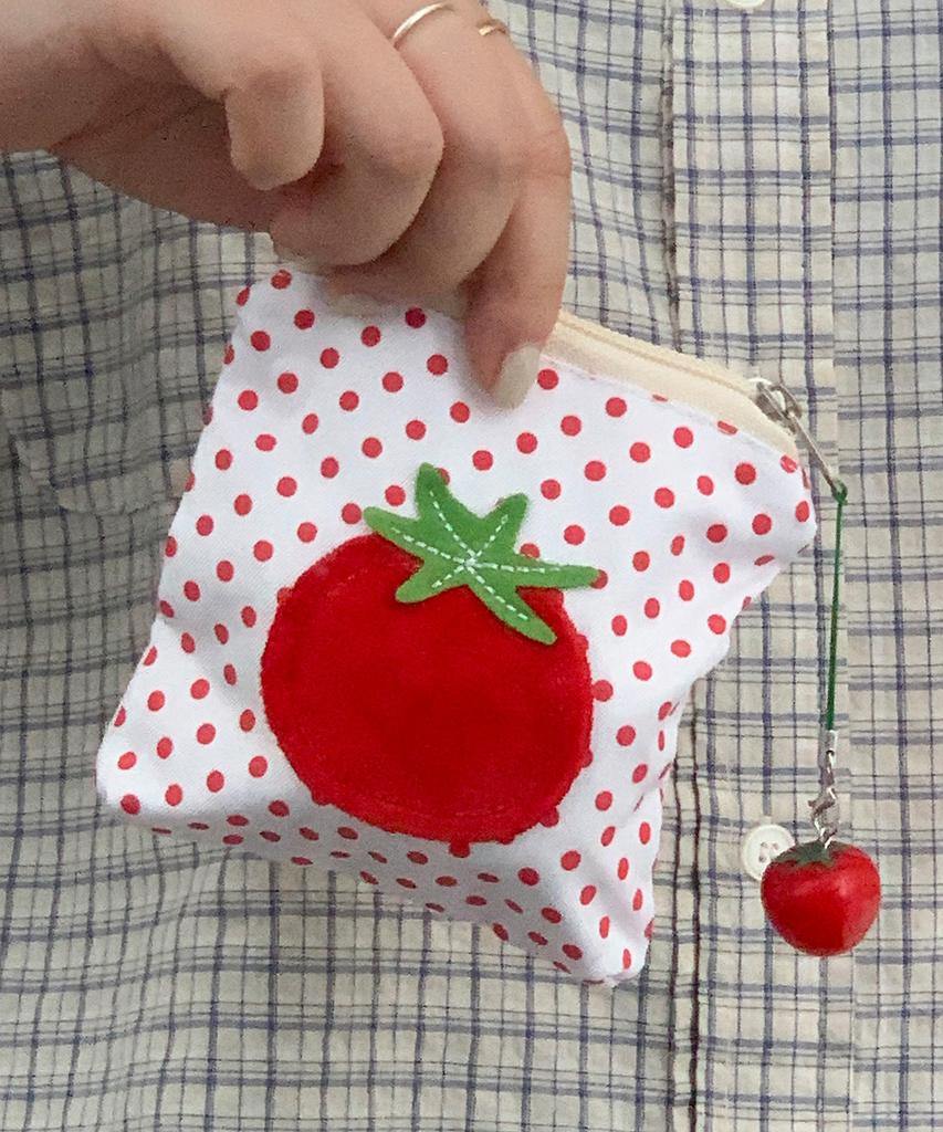 Dederit Cute Tomato Dot Mini Pouch Coin Card Wallet