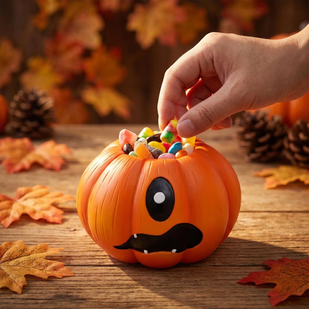 Halloween Troll Pumpkin Resin Decorative Bowl for Candy Storage and Home Decor