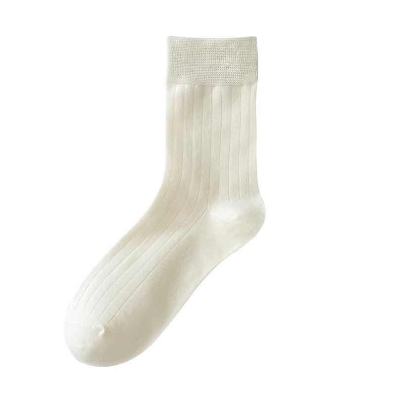 White Socks, Ladies' Pull-out Pile Socks, Mid-calf Combed Cotton Anti-pilling Socks, Spring and Autumn Trendy Simple Socks