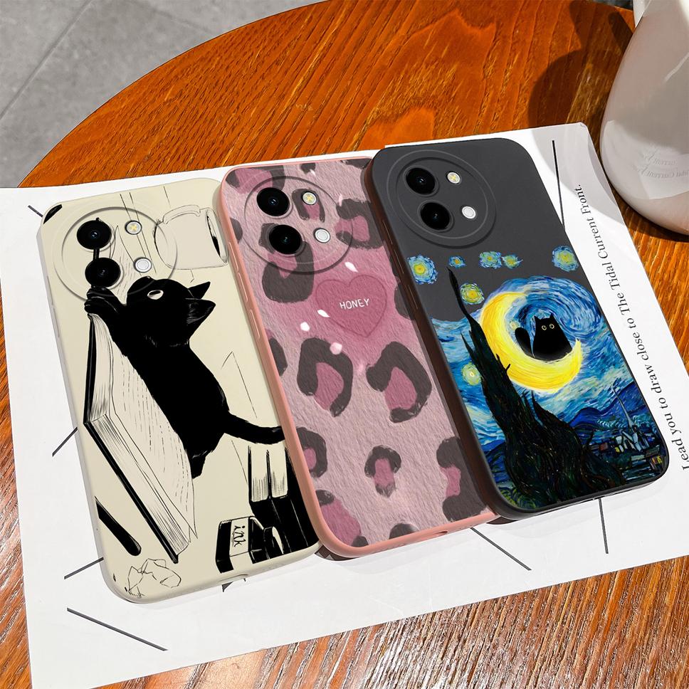 For Vivo Y38 5G Phone Case Lovely Cartoon Panda Pattern Soft Liquid Silicone Shockproof Protective Back Cover For Vivo Y 38 Capa