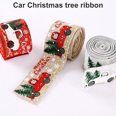 Weihnachtsband, bedruckte Sackleinenbänder für Geschenkverpackung, Hochzeitsdekoration, Haarschleifen, DIY Weihnachtsbaumband, Kranzschleifen