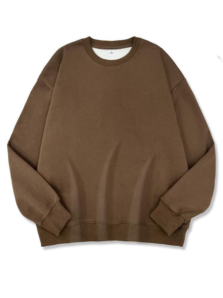 Sweater, Autumn and Winter Long-sleeved Solid Color Composite Sweater Trendy Brand Casual Loose Round Neck Sweater Light Version