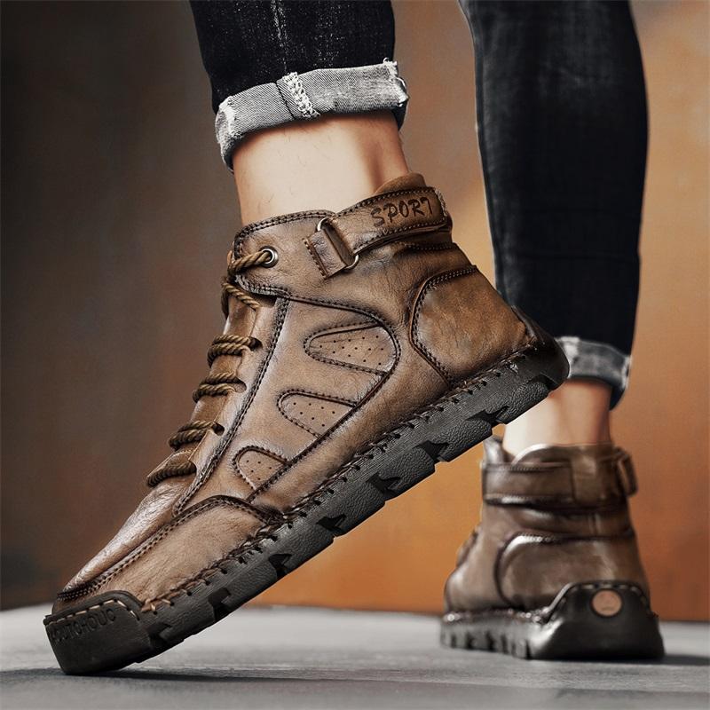 Mens Handmade Boots Pattern Leather Comfy Soft Sock Ankle Boots Autumn /Winter Men Boots Men Winter Boots