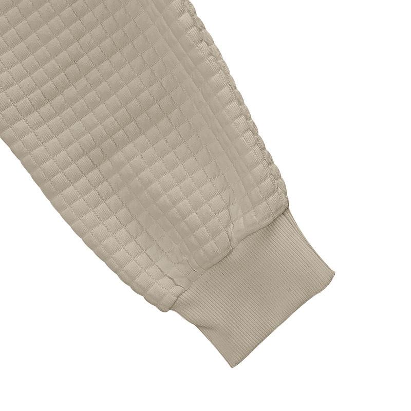 Módní pánský podzimní a zimní svetr žakárový malý čtverec zipový límec ležérní volná bunda pánské topy