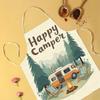 1pc Happy Camper Apron with RV Campfire Forest Print Outdoor Adventure Kitchen Baking BBQ Cooking Wear Unisex Nature Lover Gift