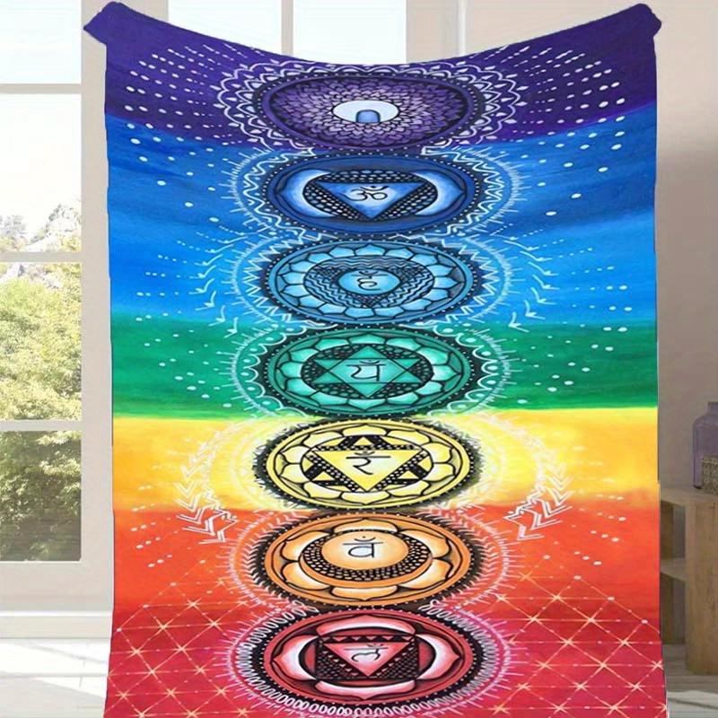 

1pc Chakra Print Blanket, Soft Warm Throw Blanket Nap Blanket for Couch Sofa Office Bed Camping Travel, Multi-purpose Gift Blanket 130cmx150cm