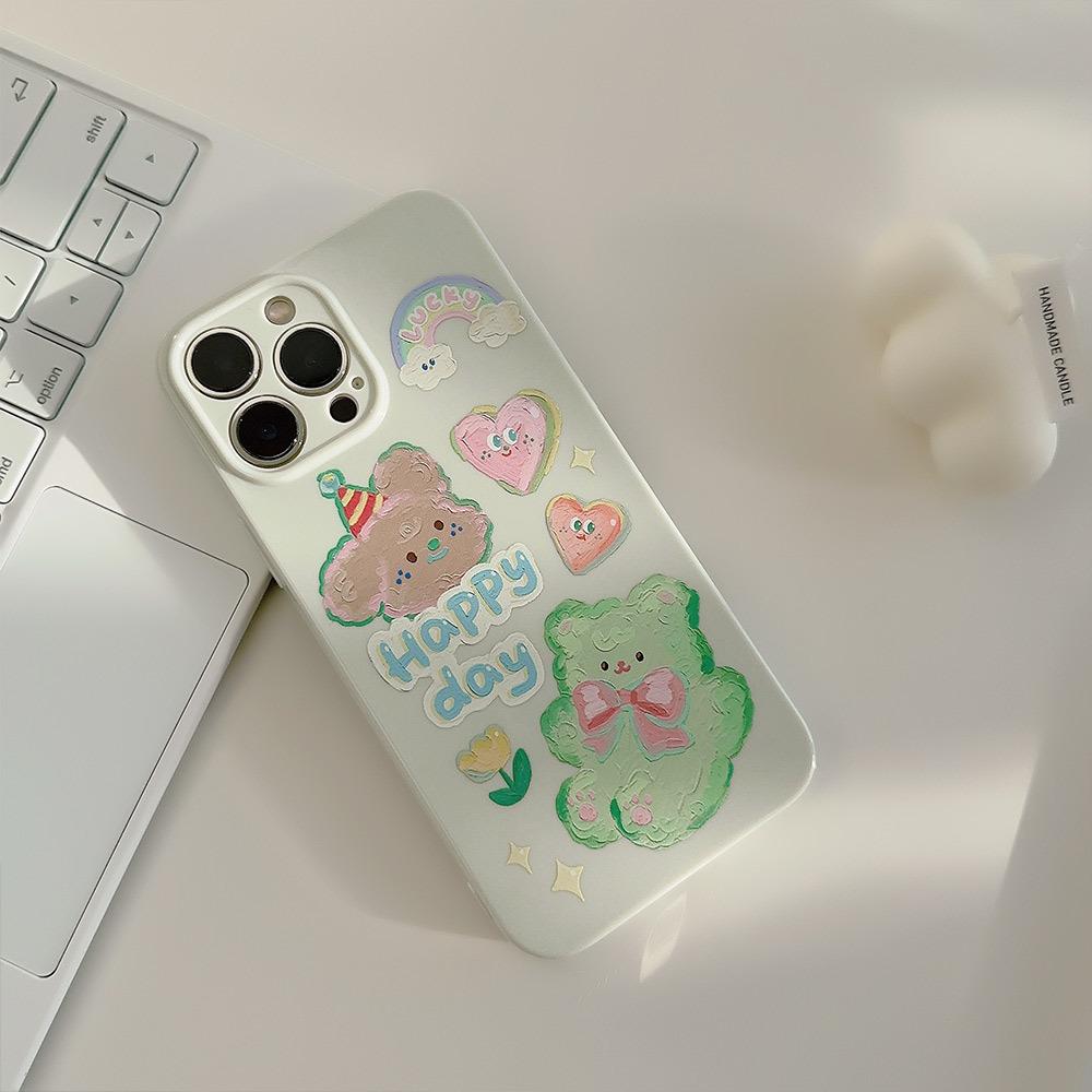 Originální olejomalba Zelený medvěd Pouzdro na telefon Apple iPhone 14 11 Silikon 16 Vhodné pro 13pro Max 15pro