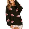 Ladies' Casual And Fashionable Round Neck Top With Ball Print Hooded T-shirt Long Sleeved Sweatshirt