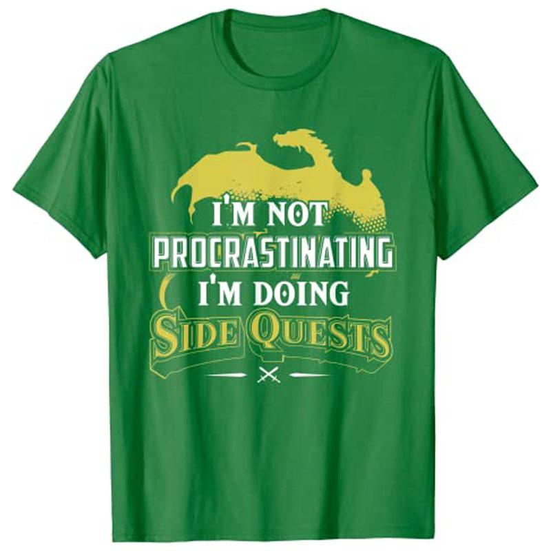 Im Not Procrastinating Im Doing Side Quests  RPG Gamer TShirt Y2k Vindeo Game Graphic Saying Tee Novelty Gift Boys Fashion S