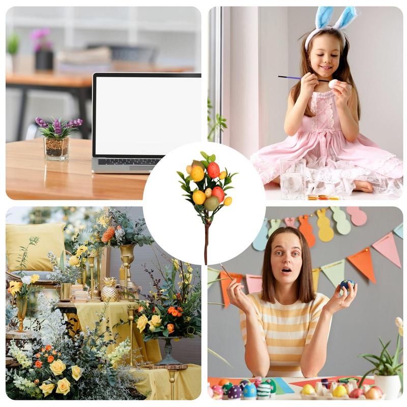 Easter Egg Stems Colorful Artificial Floral Easter Decor Floral Arrangements Festival Ornaments For Home Bedroom Kid Room