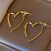 Stylish Heart Shaped Earrings Alloy Material Ear Studs Heart Ear Pendant Trendy Dangle Earring for Fashion Forward Women