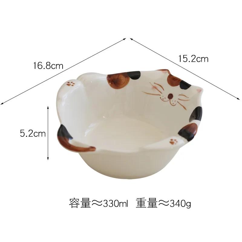 Cartoon Cat Ceramic Plate Cute Cat Shaped Dining Plate Irregular Salad Bowl Japanese Tableware Main Course Decoration Plate