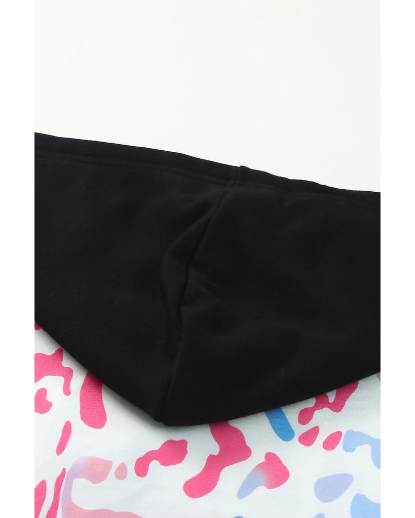 Azura Exchange Leopard Drawstring Hoodie with Colorful Splicing