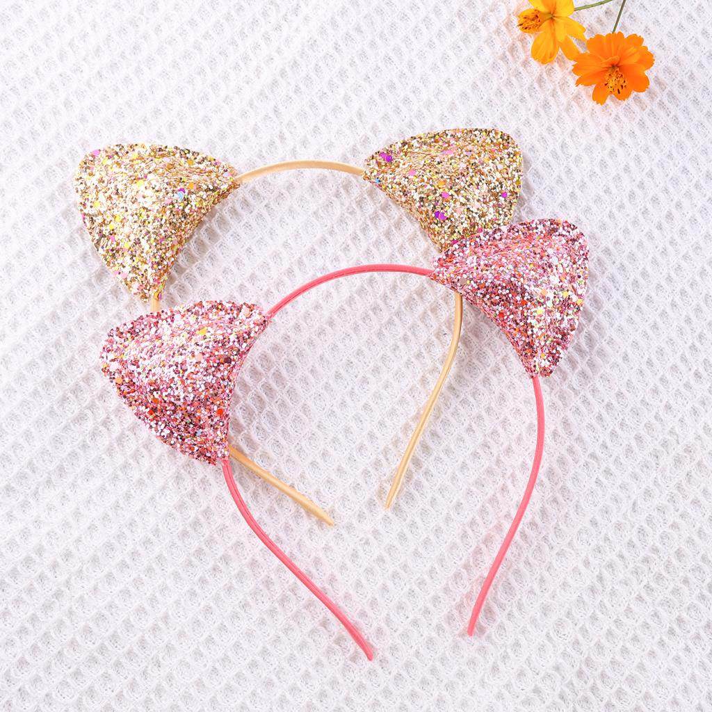 Party Delicate Glitter Cat Ear Headband Hair Band Hair Hoop for Women Girls for Party Celebration and Daily Wearing