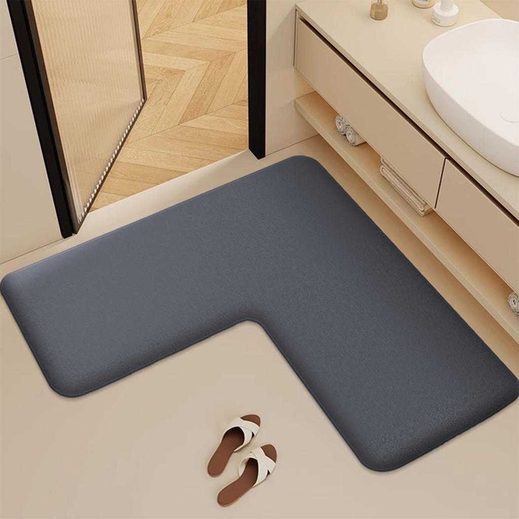 L-shaped toilet door absorbent mat thick bathtub mat bathroom dirt-resistant non-slip soft floor mat door mat entrance mat