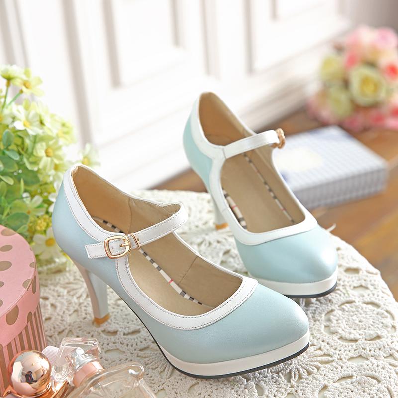 Chaussures simples à talons hauts pour femmes, chaussures de printemps et d'automne à plateforme imperméable à talons épais, grande taille, chaussures basses à bouche peu profonde