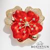 Elegant Red Flower Brooch: Versatile High-End Accessory for Suits and Qipaos