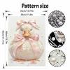 DIY Frameless Pearl Art Painting Kit Cute Pink Bow Duck Pattern 3D Sparkling Bead Canvas Wall Decor Gift for Craft Lovers Hobbyists