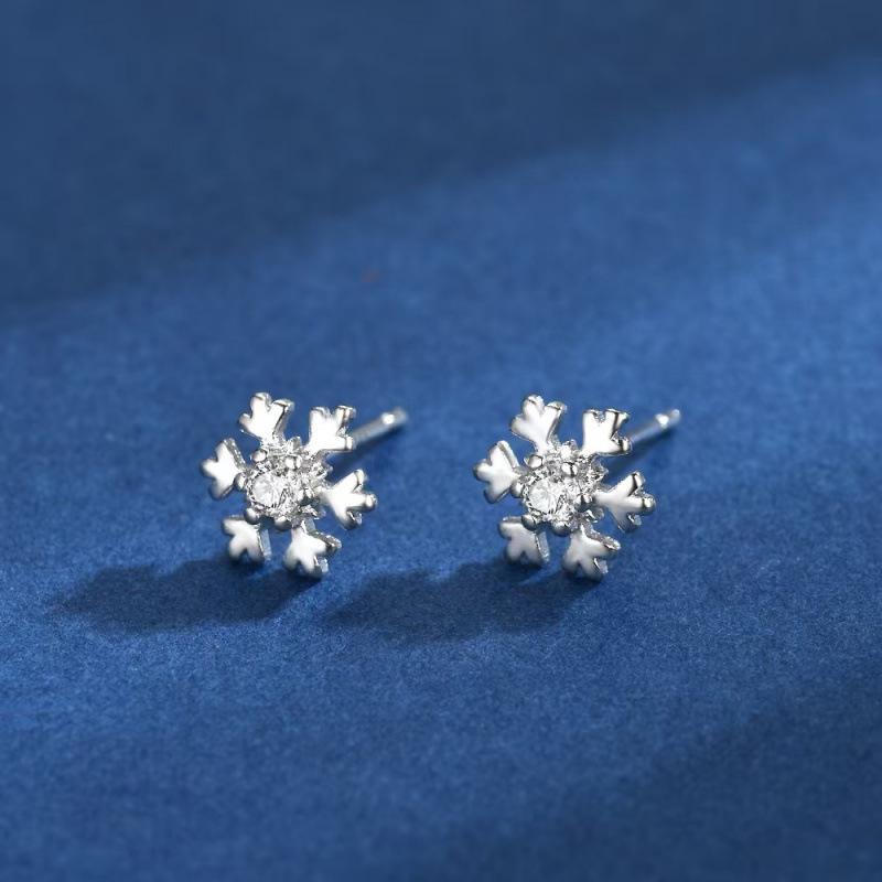 S925 Sterling Silver Snowflake Stud Earrings - Elegant, Versatile Jewelry for Women