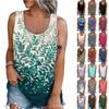 Women Summer Sleeveless Casual Floral Printed O-Neck T-Shirt Tops Blouse