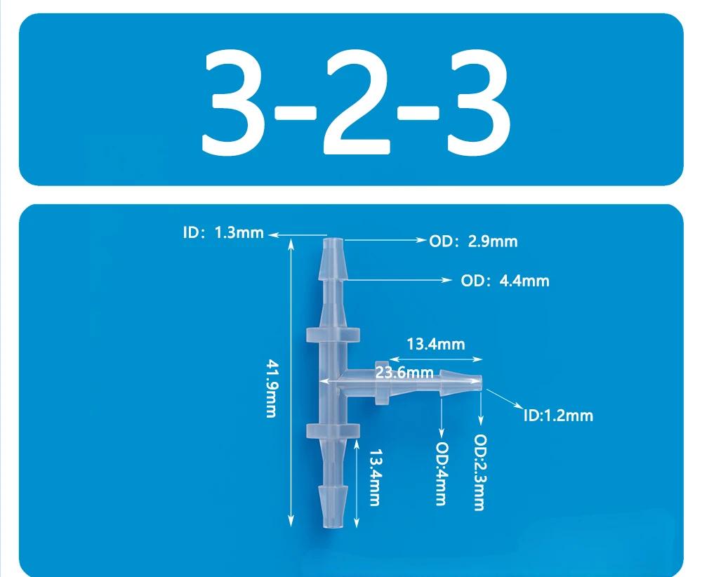 OD 1.6mm-20mm Plastic Equal Diameter Tee T-shaped Connector Pagoda Hose Barb Tee Hose Connector Multiple Specifications