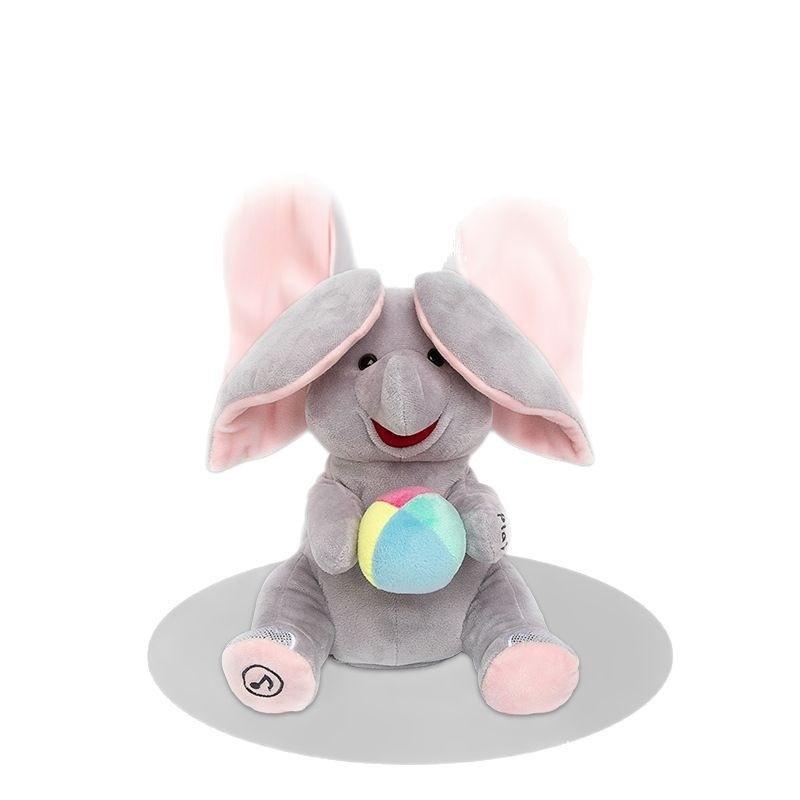 Children peek-a-boo elephant infant toy practice head-up training soothing doll artifact plush fan ears baby elephant