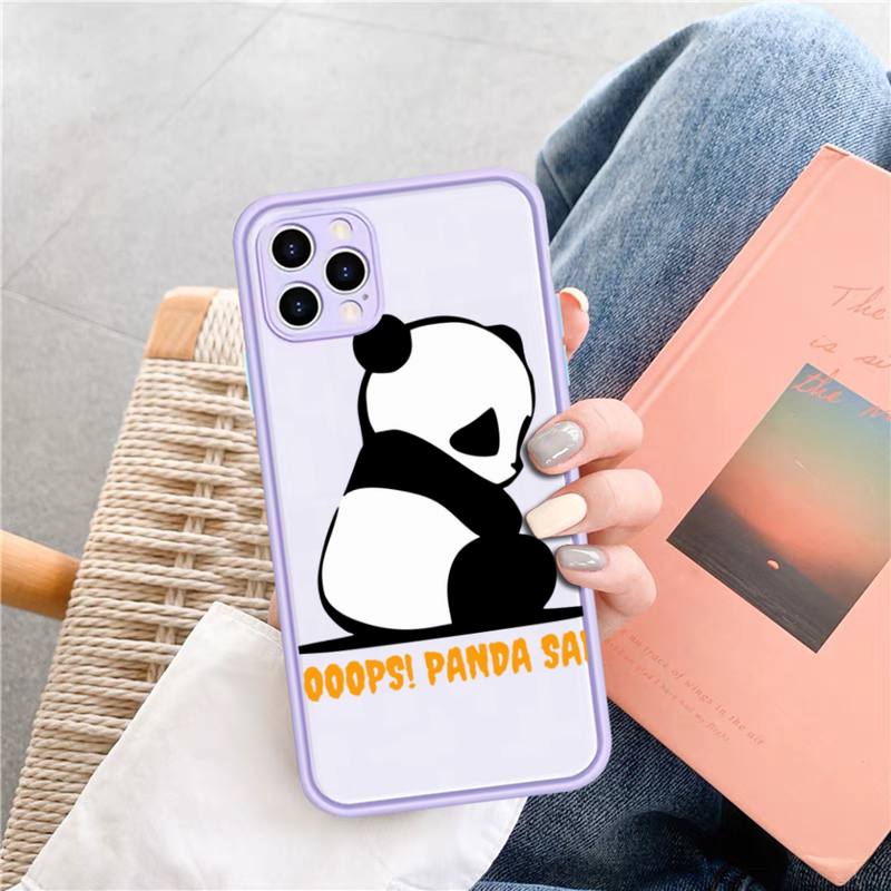 Cute Panda Phone Case for iPhone X XR XS 7 8 Plus 11 12 13 Pro MAX 13mini Translucent Matte Case