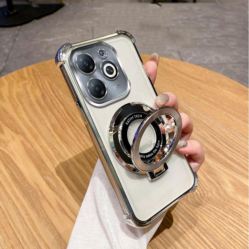 Luxury Shockproof Magnetic Bracket for Magsafe Clear Case for Funda Tecno Spark 20 Pro Spark20 20Pro 20C With Holder Stand Cover